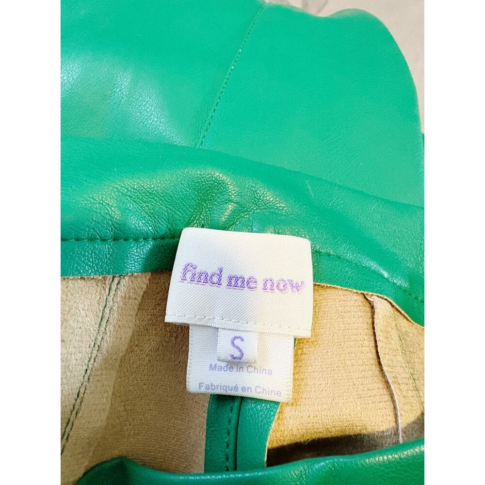 FIND ME NOW Faux Leather Pants Size S Green Vegan Leather Boot Slit - Picture 3 of 8